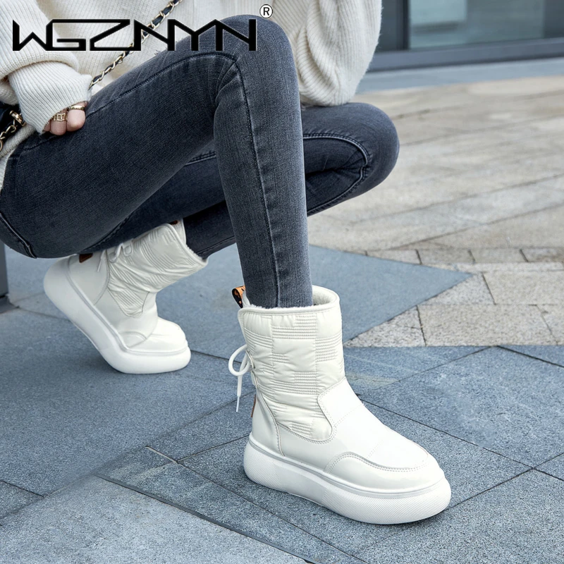 2023 Winter Woman Boots Female Keep Warm Women\'s Patent Leather Boots New Arrival Waterproof Female Shoes Plus Size Botas Mujer