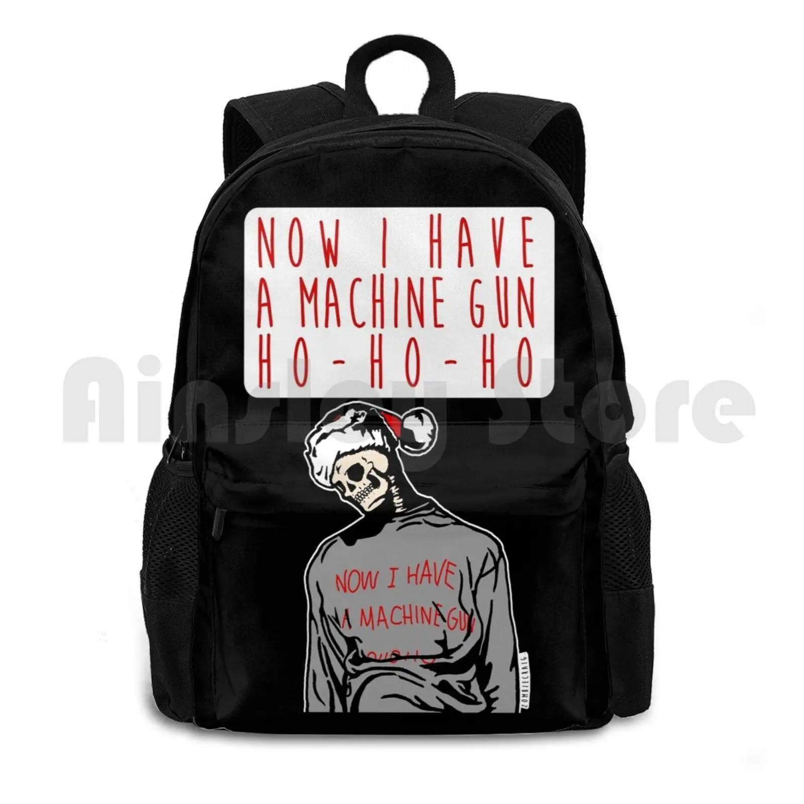 Ho-Ho-Ho Die Hard Christmas Outdoor Hiking Backpack Riding Climbing Sports Bag Pop Art Pop Culture Skull Skeleton Christmas