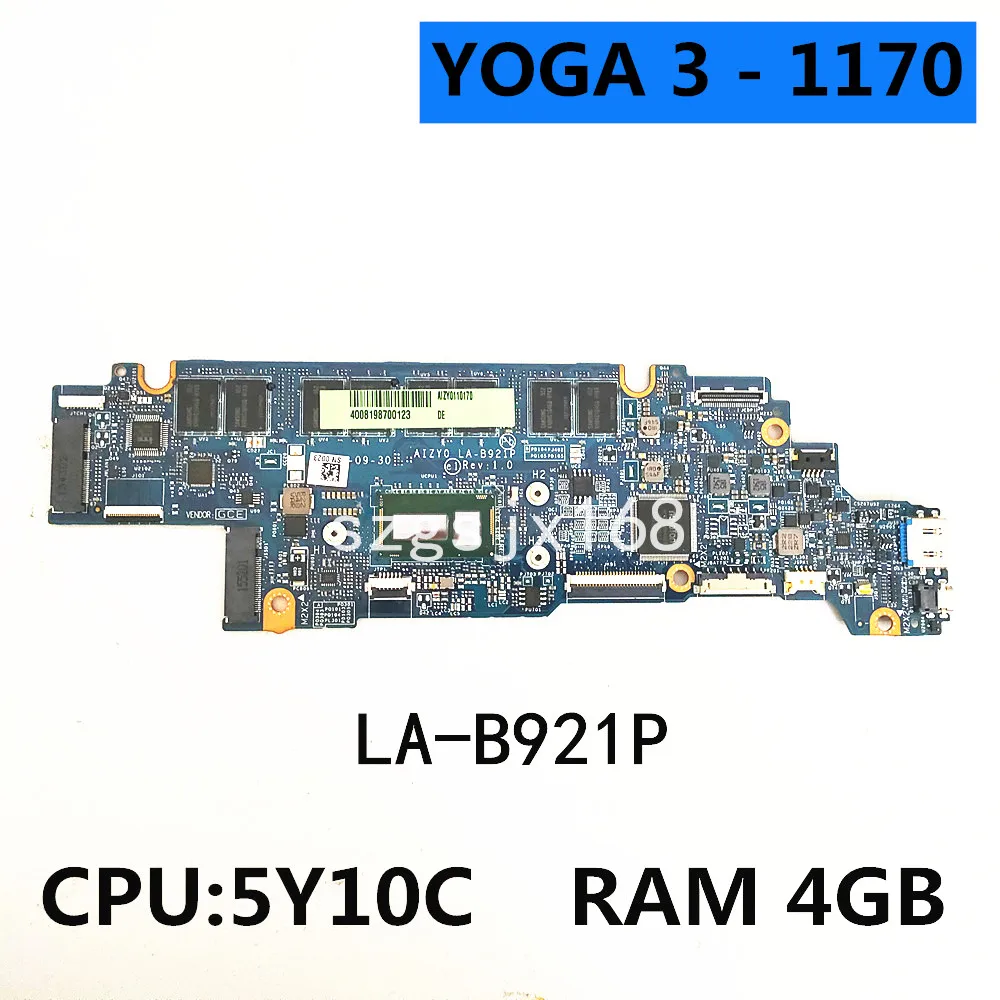 

FOR Lenovo Yoga 3-1170 Laptop Motherboard LA-B921P with M5-5Y10C CPU 4G 8G RAM 5B20H33238 100% Tested