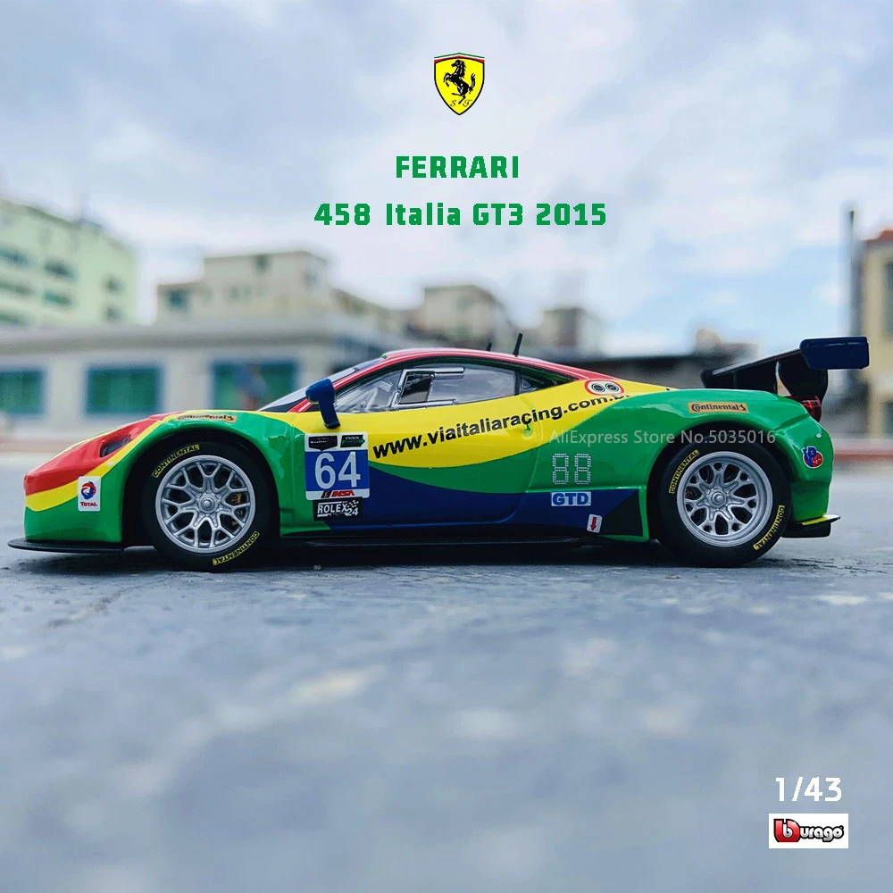 Bburago 1:43 Hardcover Edition 2015 Ferrari 458 ITALIA GT3 racing model simulation car model alloy car toy male collection gift