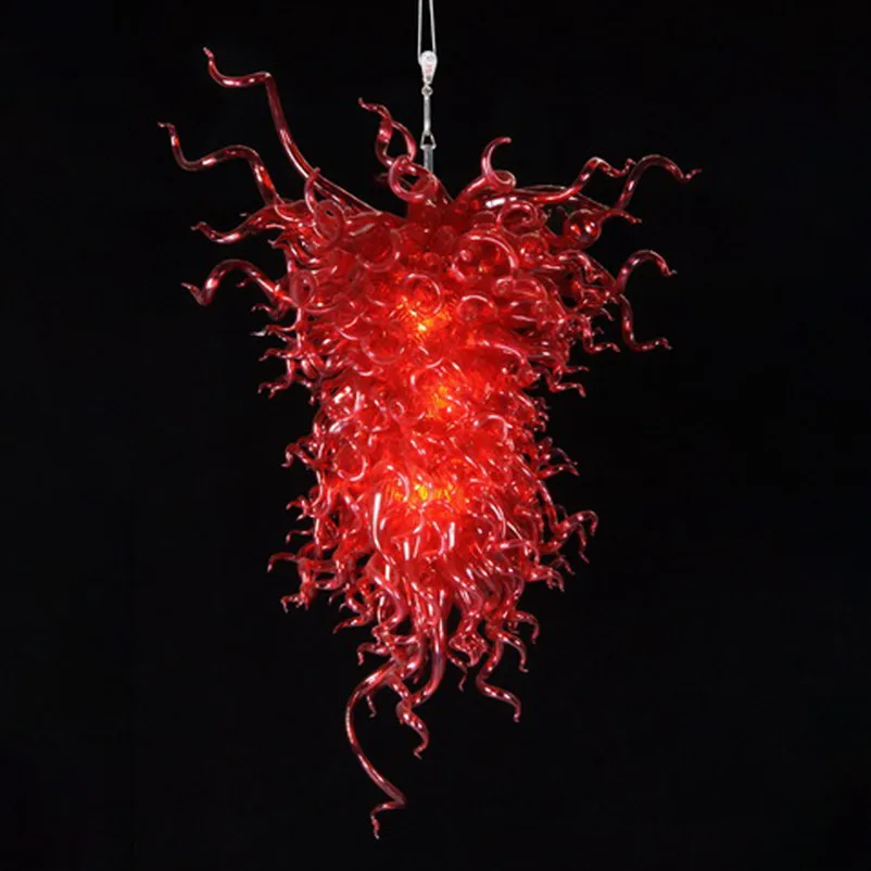 Classic Red Color Pendant Lamps LED Hand Blown Glass Chandeliers Lighting