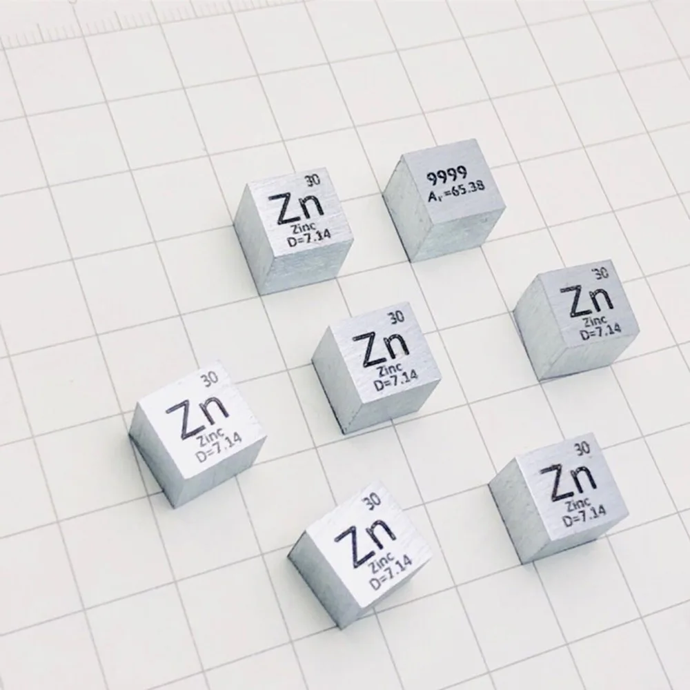 Zink Metall Zn 10mm Dichte Cube 99.99% Reinem für Element Sammlung