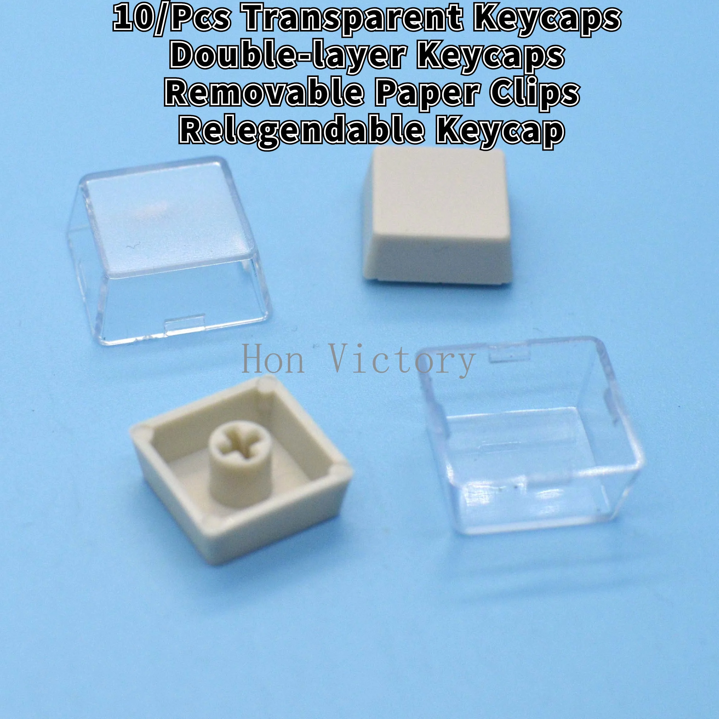 5/10/Pcs Double-layer Keycaps Removable Paper Clips Custom MX Switch Relegendable Keycap Shell Protection Transparent Keycap DIY