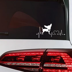 Chihuahua Sticker Heartbeat Dog Car Sticker Heart Beat Dog Tattoo  PVC Car Decor  20 Color Choose