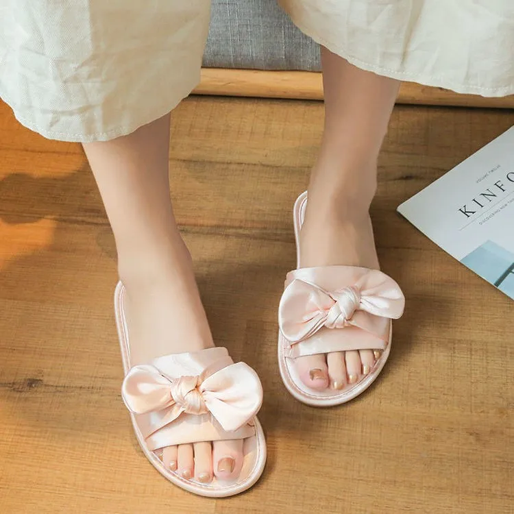 Bride Satin With Bow Bridesmaid Slippers Bridal Shower Wedding Decoration Bridesmaid Gift Wedding Team Bachelorette Party