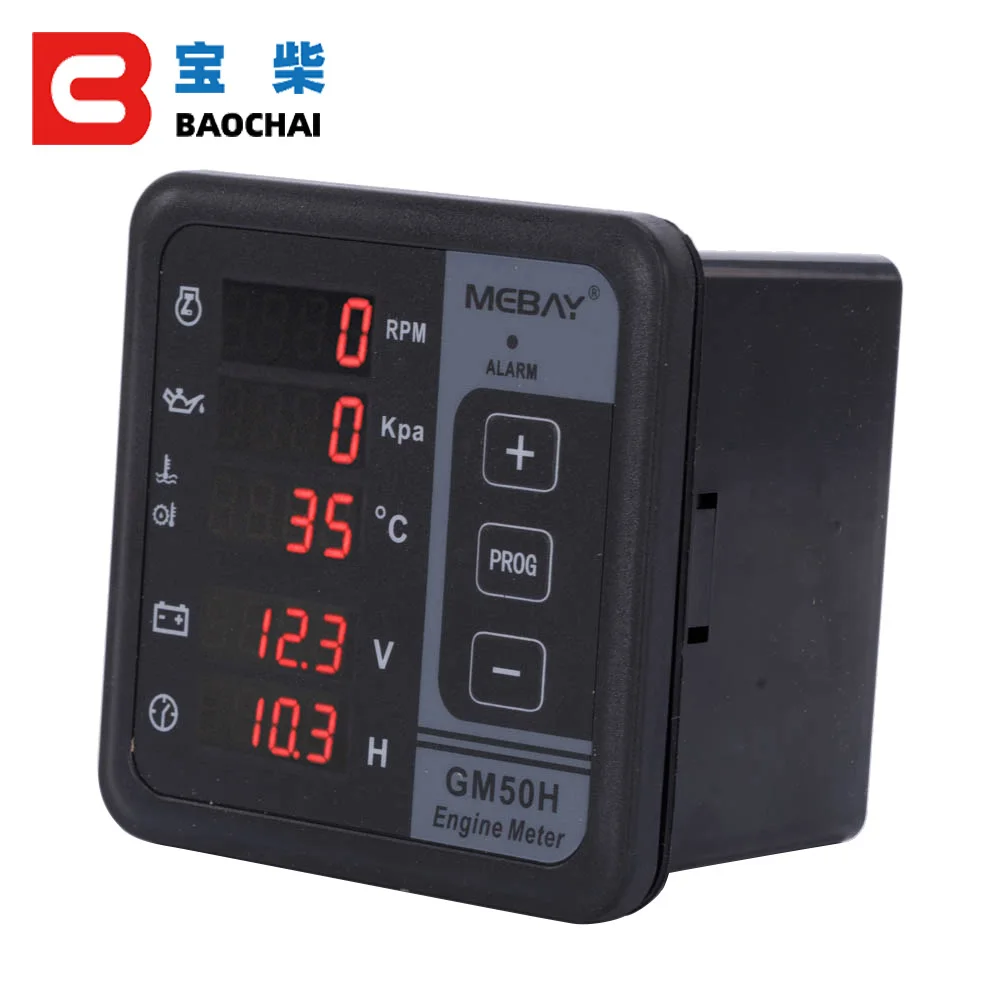 GM50H Engine Digital Multi-functional Meter Diesel Engine Monitor with Oil Pressure Gauge Rotating Speed Oil Temperature 3034572