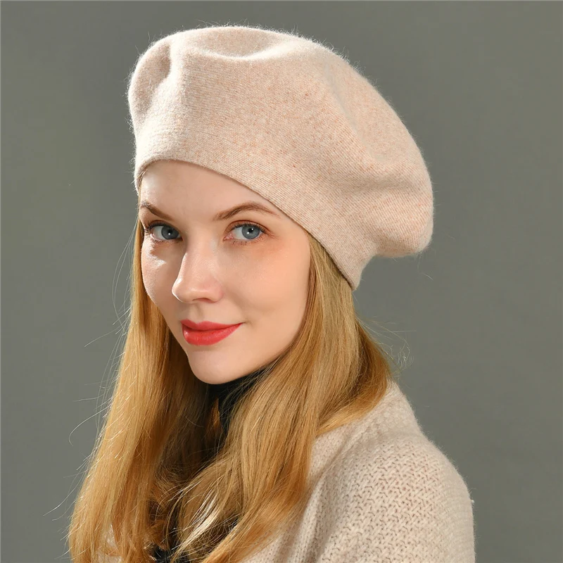 Jxwatcher Women Beret Hat Winter Fashion Female Knitted Cotton Wool Hats Spring Brand Girls Cashmere Blend Solid Color Beret