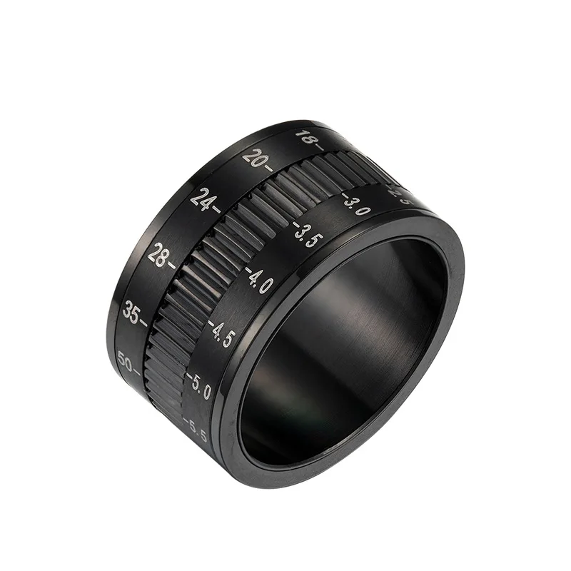 12MM Titanium Steel Rotatable Camera Lens Ring Men's  Fashion Stainless steel Ring