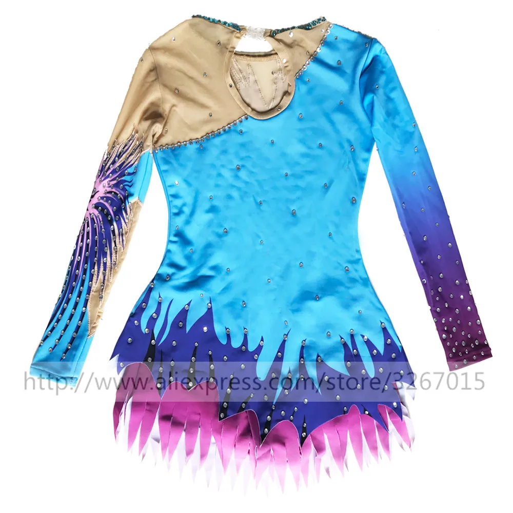 LIUHUO Rhythmic Gymnastics Leotard Customize Adult Women Girl Costume Performance Competition Dance Dress Aerobics Blue Purple