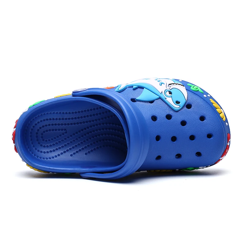 2021 New Children Sandals Summer Hole Shoes Rubber Kids Shark Garden Shoes For Boy Girl Beach Flat Slippers