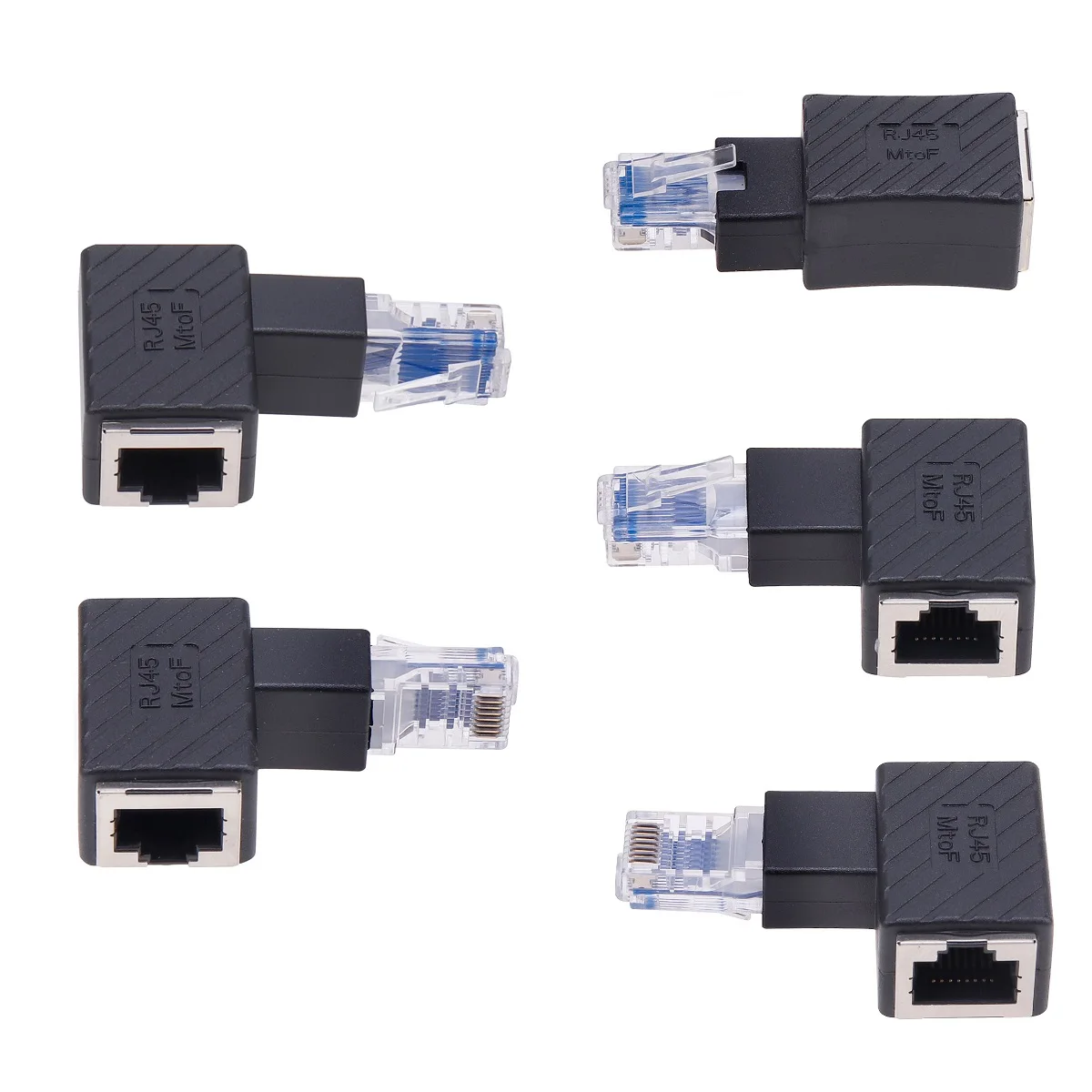 90 Degree 8P8C RJ45 Converter Ethernet Network Adapter Extender Multi-Angle Coupler Extension Adapter Converter Connector