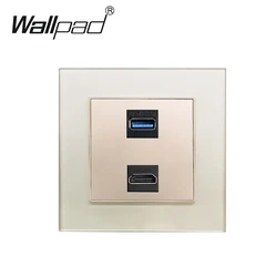 USB HDMI Wall Socket Glass Panel Wallpad USB 3.0 Data Transmission Ports with HDMI Outlet 86mm * 86mm