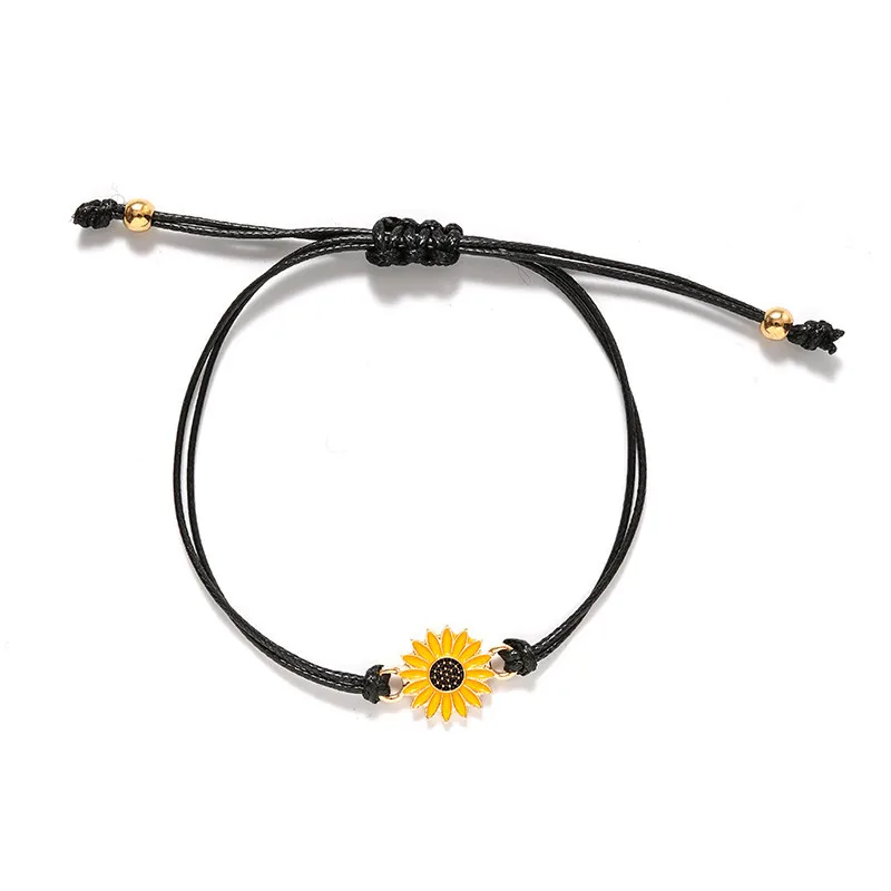 Vintage Jewelry Sunflower Designer Bracelets Gold Sunflower Quote Wish Bracelet Pinky Promise Couple Jewelry Women view 4
