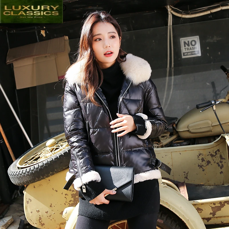 Winter Down Jacket Fashion Women Large Fur Collar Slim Down Coat Female Warm Parka Ladies Elegant Outwear Coat Hiver 1902