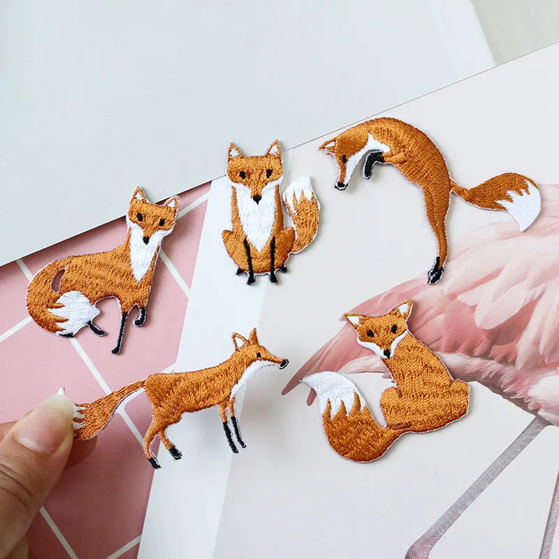 Orange Cartoon Little Fox Dress Patch Shoes and Hats Decorative Fashion Ironing Cloth Stickers iron patches for clothing