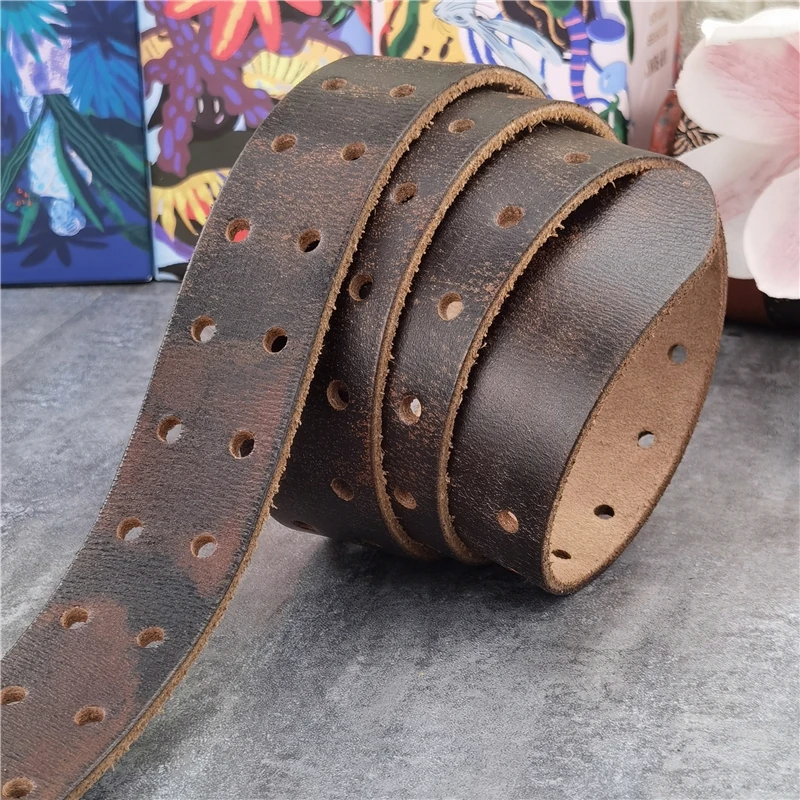 38MM Double Pin Tongue Leather Belt Without Buckle Ceinture Men\'s belt without buckle Leather Belt For Men Waist Belt SP68