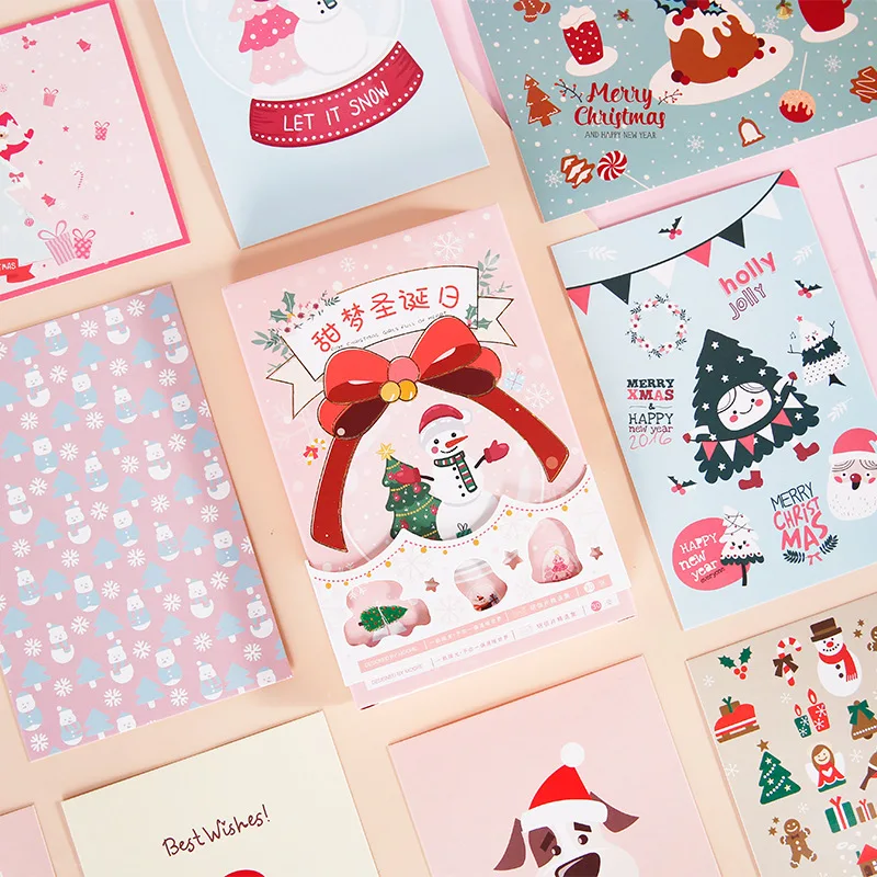 30 Sheets/Set Sweet Dream Christmas Day Series Postcard DIY Hand Painted Santa Snowman Greeting Cards Xmas Gift Card