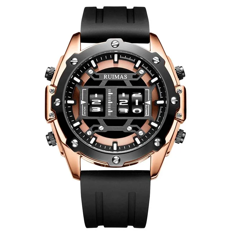 RUIMAS Drum Roller Watches Men Top Brand Luxury Quartz Digital Wristwatch Male Relogio Masculino 2019 New Military Watch Man 553