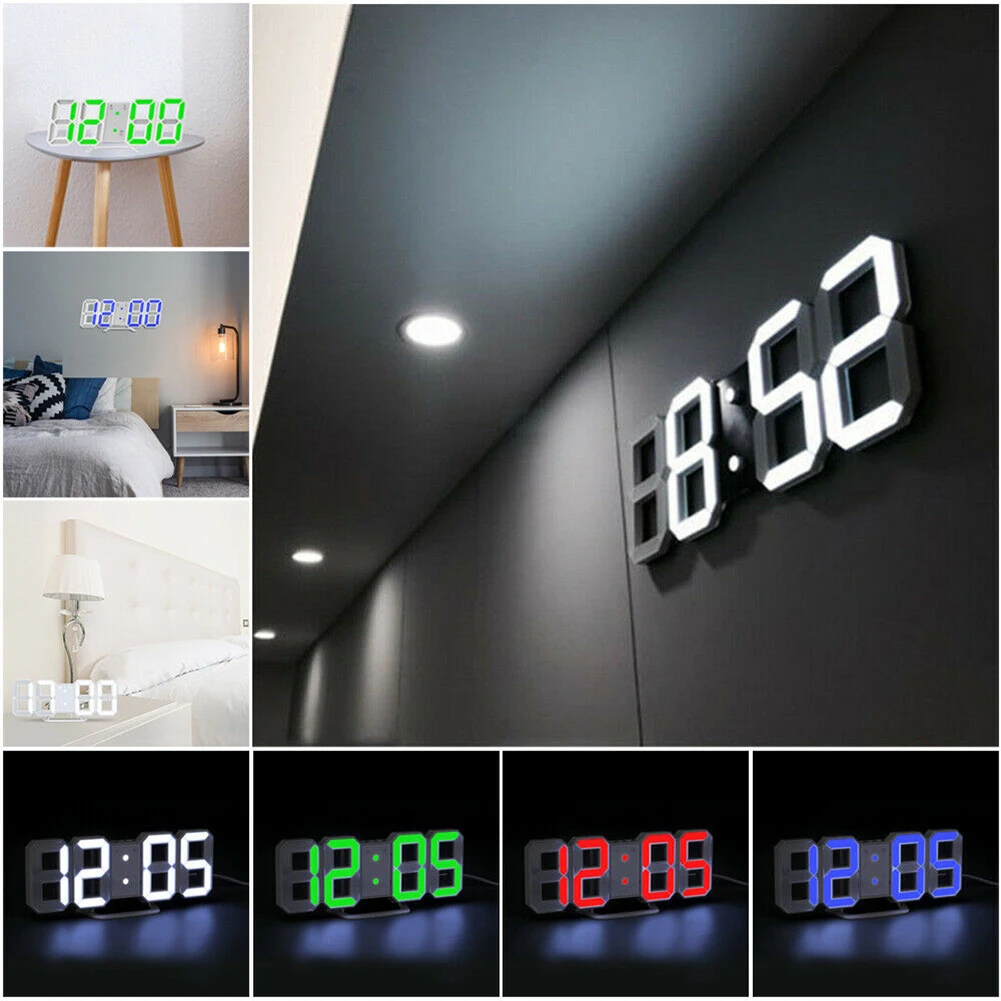 Modern Design 3D Large Wall Clock LED Digital USB Electronic Clocks On The Wall Luminous Alarm Table Clock Desktop Home Decor