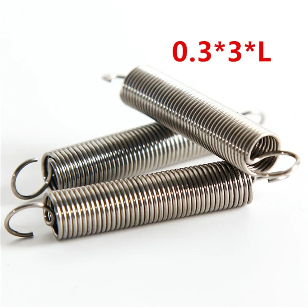 10pcs,Dual Hook Small Tension Spring, Steel Extension Spring,wire Dia 0.3mm Outer Dia 3mm Length 10-50mm