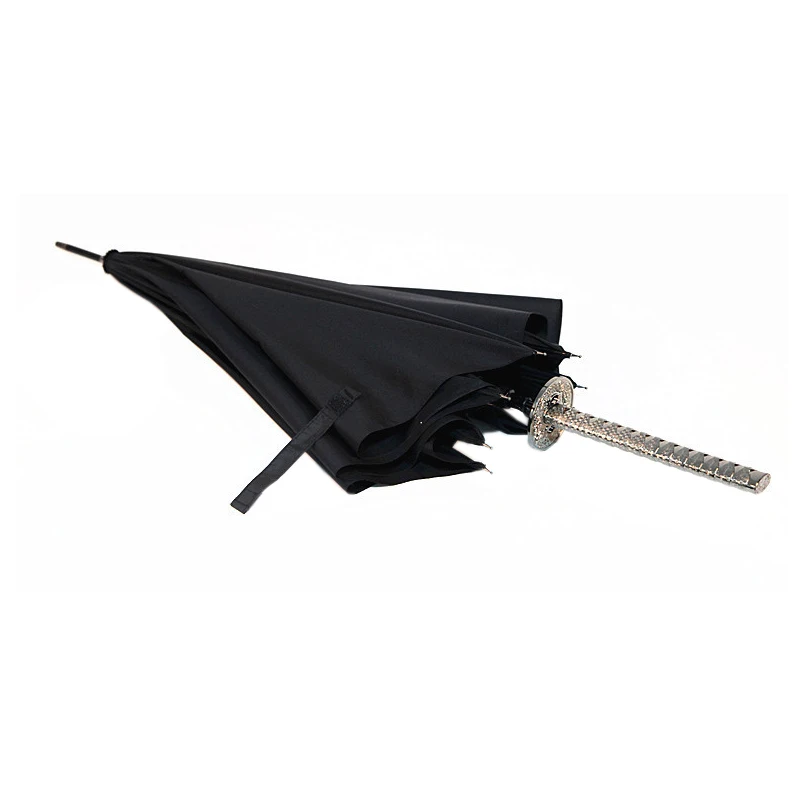 Best selling brand umbrella black samurai 8 bone samurai sword umbrella rain and rain long handle semi-automatic umbrella