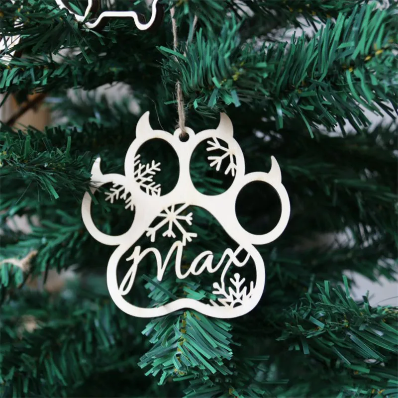Personalized Your Dog\'s Name , Custom Dog Paw Christmas Ornament - Laser Engraved name place card,Christmas decor