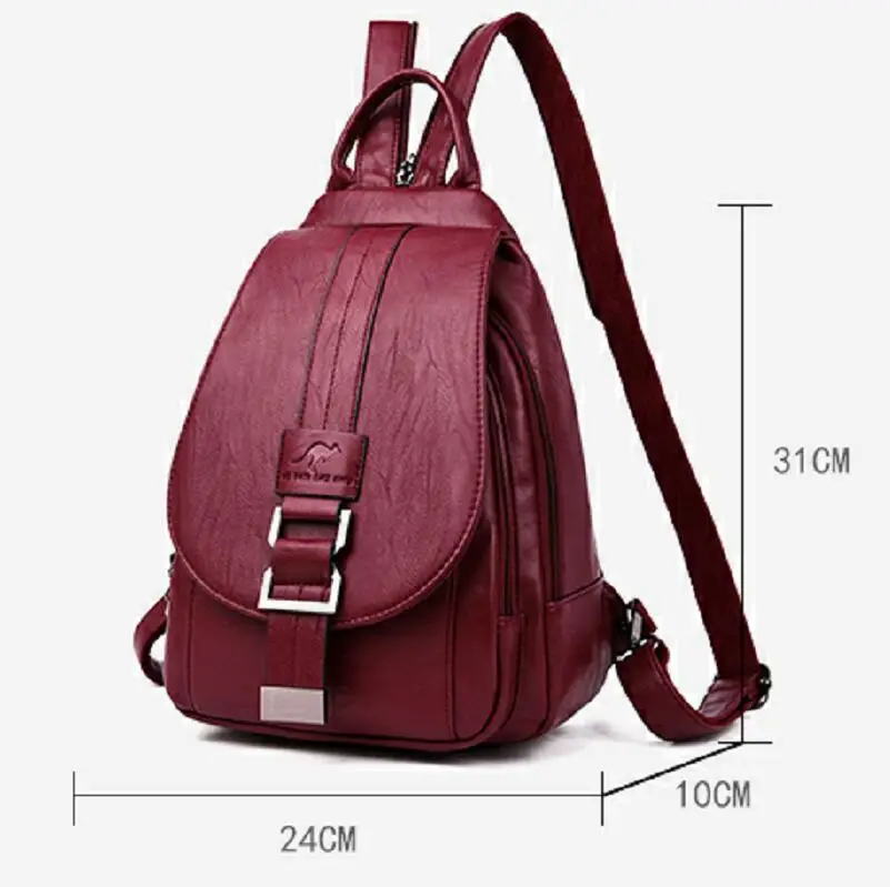 Women Backpack Soft Leather Shoulder Bags For Women Multi-Function Bagpack Female Preppy School Backpacks For Teenage Girls