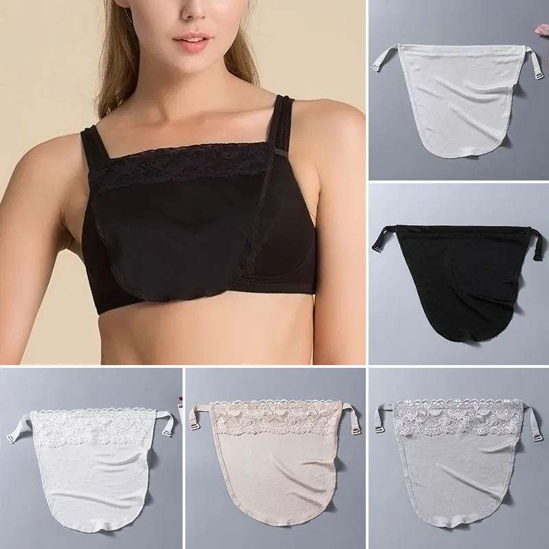 

New Silk Tube Bra With Elastic Band Women Quick Easy Clip-on Lace Mock Camisole Bra Insert Wrapped Chest Overlay Modesty Panel