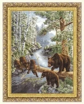 Pine Forest Bear Animal Cross Stitch Kit Kit da cucito per ricamo di alta qualità 14CT non stampato fai da te fatto a mano Art Home Decor