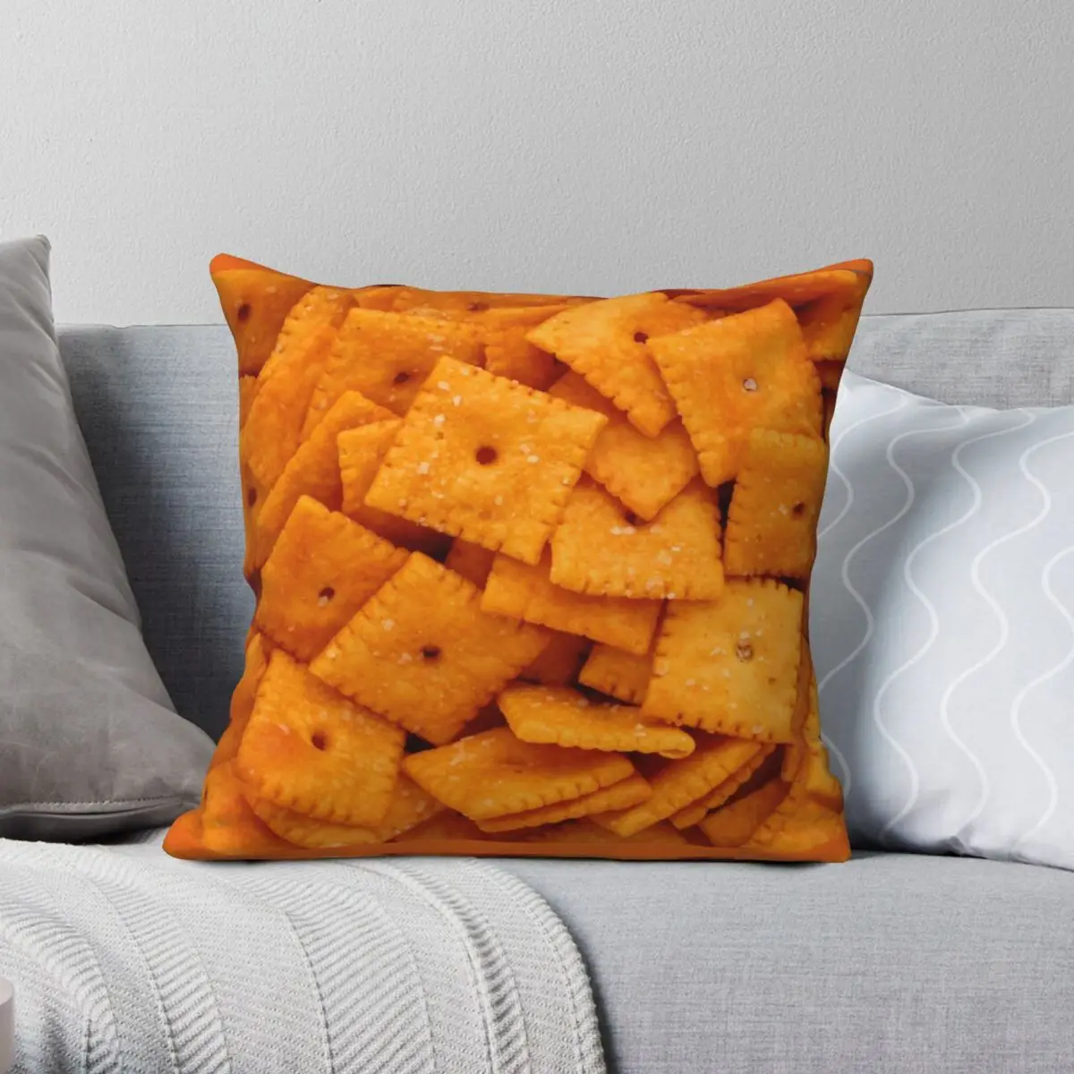 Cheez Its Pillowcase Polyester Linen Velvet Printed Zip Decor Sofa Seater Cushion Cover 45x45