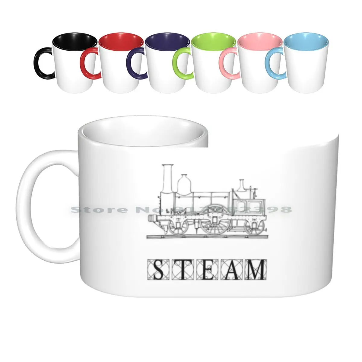 Steam Train Ceramic Mugs Coffee Cups Milk Tea Mug Choo Choo Classic Collector Conductor Engine Fan Locomotive Miniature Model