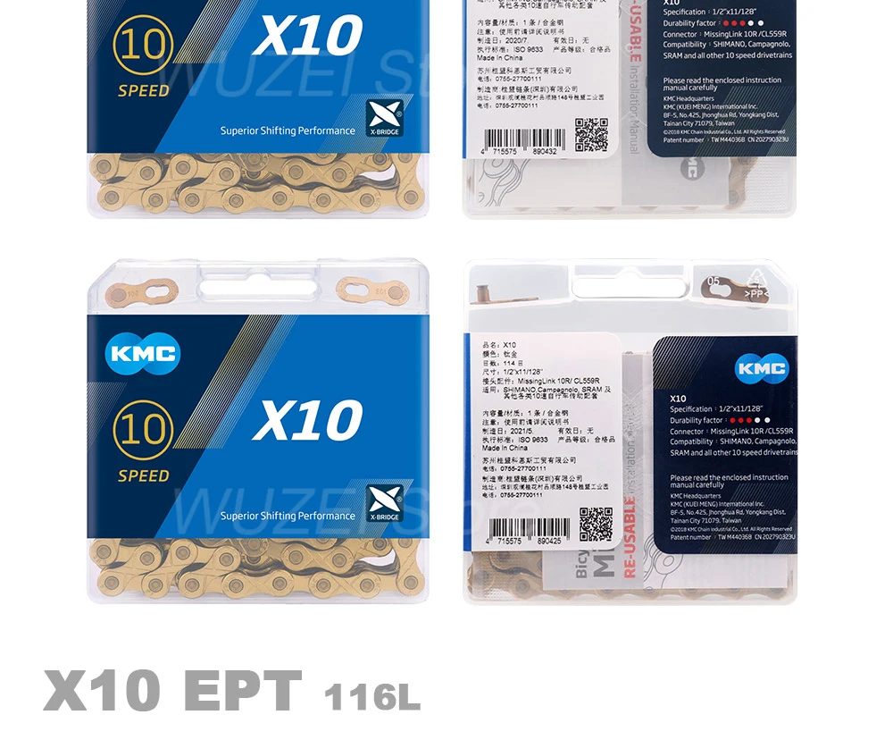 KMC X10 10 Geschwindigkeit Kette 116 Links Straße/Mountainbike Kette X10EPT X10EL X10SL Bike Kette Original Boxed – Detail 5