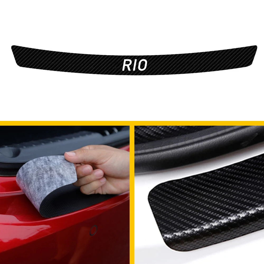 For Kia Rio 3 4 K2 K3 X-Line Trunk Guard Plate Stickers Auto Scratch Protector Decals Carbon Fiber Car Tuning Accessories