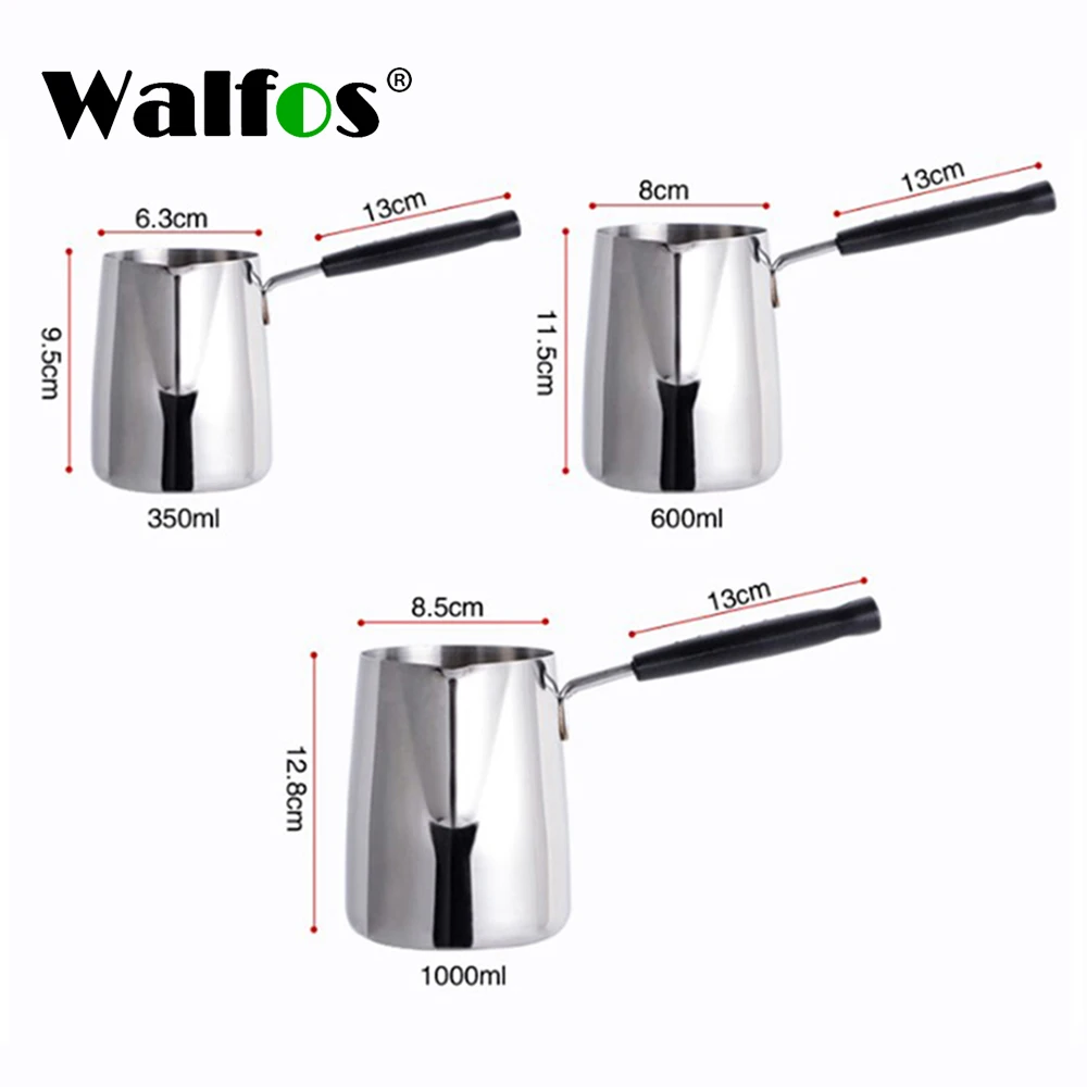 Walfos Long Handle Wax Melting Pot DIY Candle Soap Melts Pot Scented Wax Melts Metal Coffee Toroid Pitcher