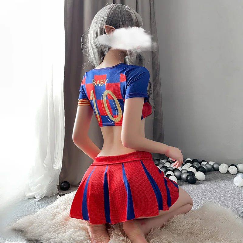 Uniforme de anime japonés para mujer, lencería Sexy para adultos, conjunto de disfraz de animadora, minifalda plisada