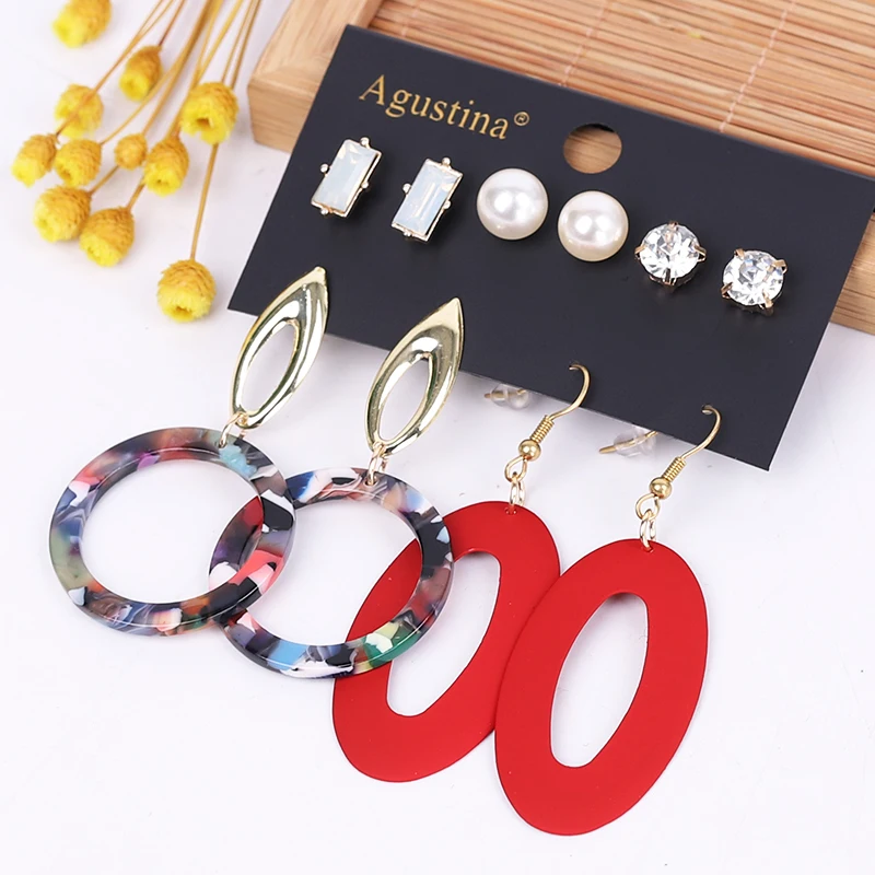 BOSI 2021 النساء مجموعة طقم من الحلقان مجوهرات الأزياء انخفاض الأقراط البوهيمي طويل أقراط القرط بسيطة الفتيات بوهو بالجملة #6