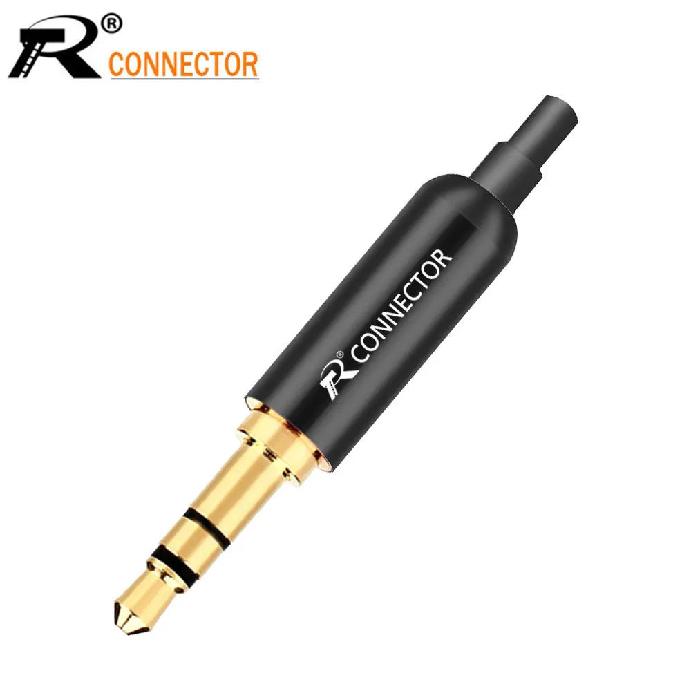 10pc Aluminum Jack 3.5 Earphone Plug with Tail Plug Clamps 3.5mm 3 pole Stereo Male Plug Gold Plated Wire Connector