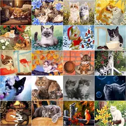 CHENISTORY Painting By Number Cat Animal Handpainted Paintings Gift DIY Pictures By Numbers Kits Drawing On Canvas Home Decor