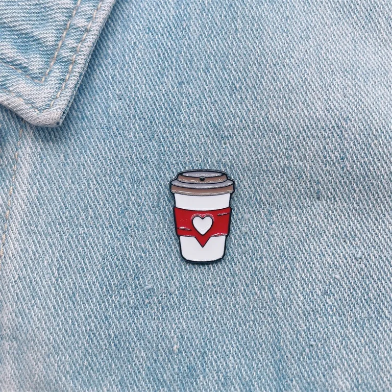 Cartoon Cute Red Milk Tea Cup Coffee Cup Enamel Pins Love Sweet Alloy Brooch Badge Clothes Backpack Accessories Jewelry Gifts