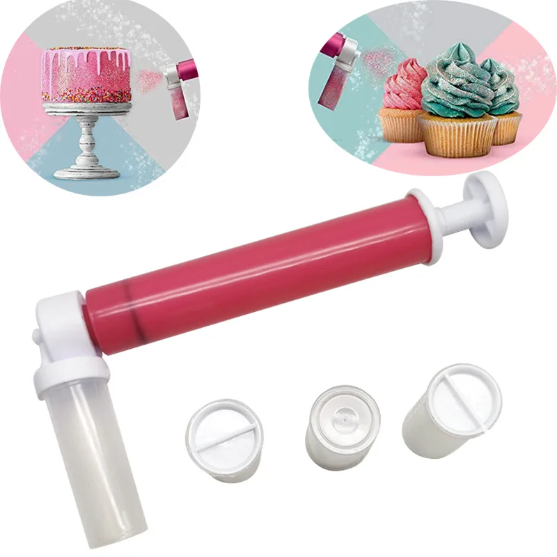 Manual Spray Gun Cake Coloring Duster Tube Plastic Biscuit Kitchen Baking Fruit Mold Embossing Printing Tools