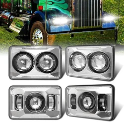 Chrome 4x6 LED Headlight High/Low Beam For Ford Freightliner Heavy Duty FLD Classic FL50 70 80 Suzuki DRZ Honda XR Motor Light