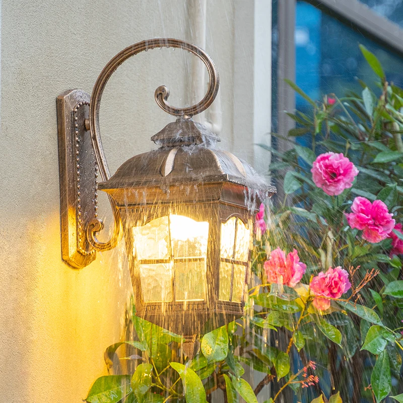 European Style Outdoor Wall Lamp Waterproof Aisle Garden Balcony Lamp Villa American Retro Outdoor Gate Courtyard Corridor Lamp