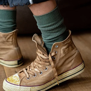 Chaozhu Herren -Baumwollrippen Meias, feine Socken, Spielfilme, Stretch, tägliche lässige, einfache Marke, japanische Doppelnadeln 6 Hauptverkäufe halb Canelado - №3