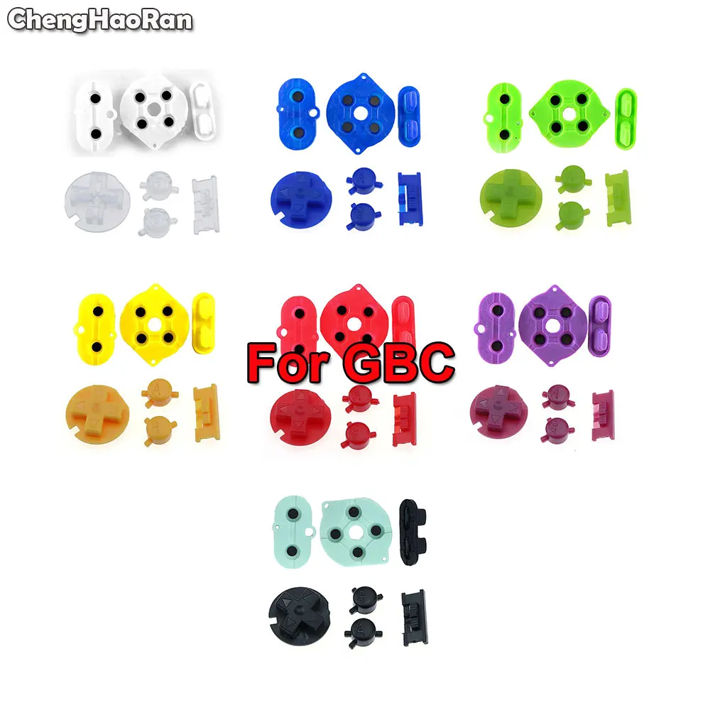 ChengHaoRan Plastic Power ON OFF Buttons Keypads D Pads A B Buttons&Silicone Rubber Conductive Button For Gameboy Color GBC