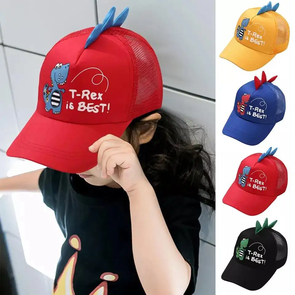 Boy Cartoon Dinosaur Net Cap Visor Cute Fashion Kids Baseball Caps Adjustable Children Modeling Hat Outdoor Travel Girl Sun Hats