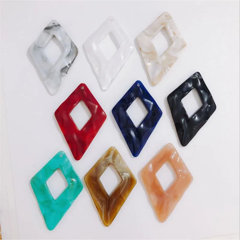 10pcs/lot new creative irregular acrylic resin rhombus beads connectors for diy earrings jewelry making accessories material