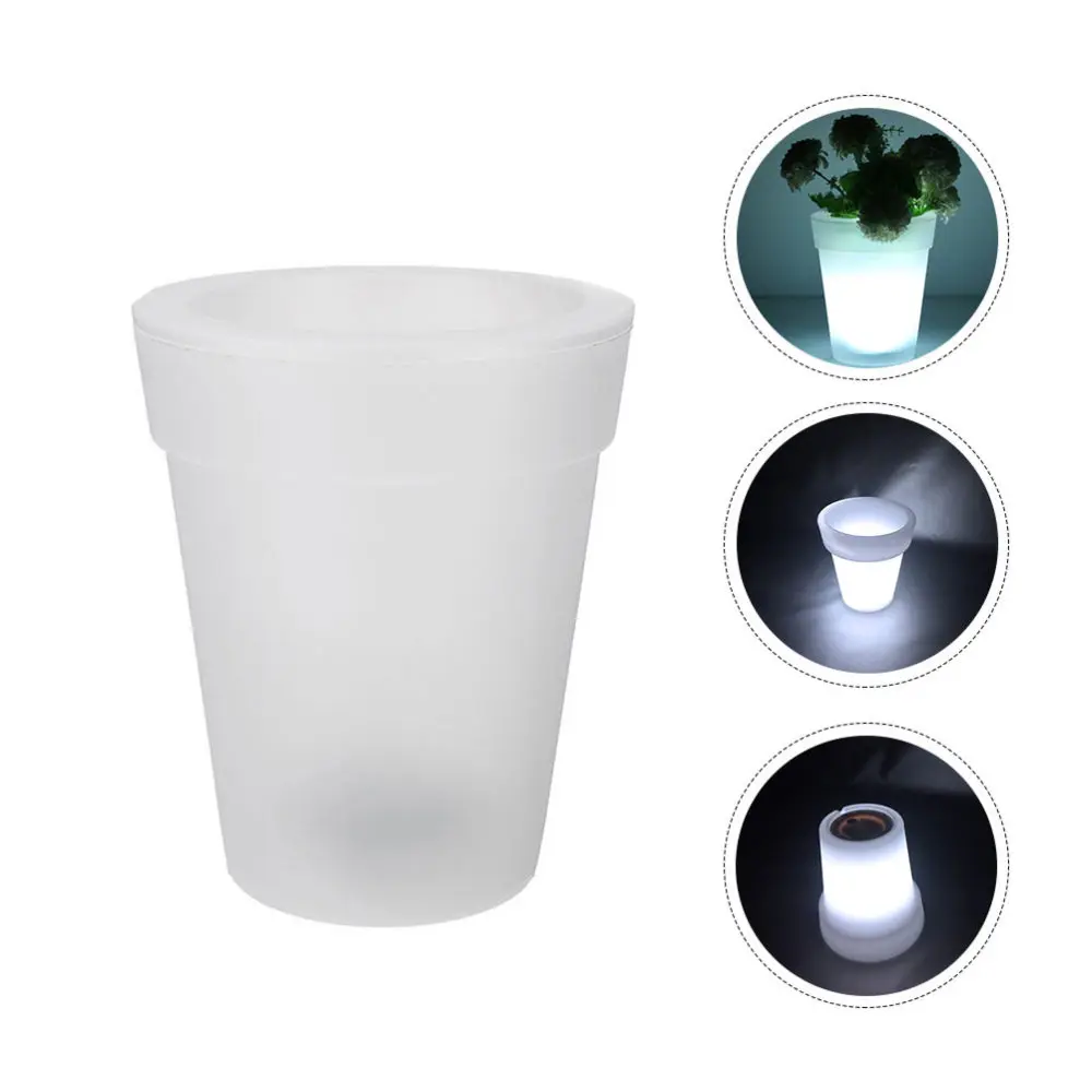 Pot Flower Light Planter Flowerpot Led Solar Lamp Luminous Plant Creative Night Vase Illuminated Landscape Pots Waterproof