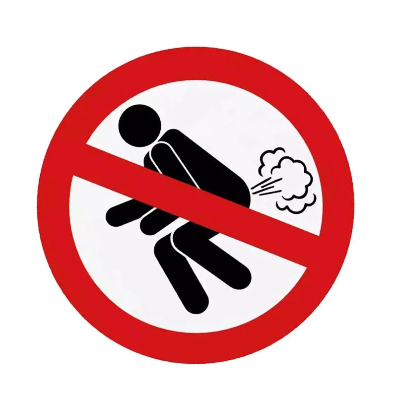S50250# 10/13/15/17CM Personality PVC Decal Funny No Farting Sign Waterproof Car Sticker on Motorcycle Laptop Decorative