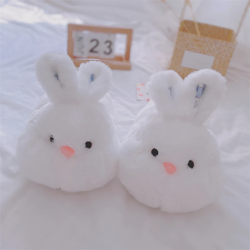 Cartoon Home Cotton Shoes Warm Winter Indoor Slippers Women Girl Couples Soft and thick sole Non-slip Rabbit Bear Pig Pink White