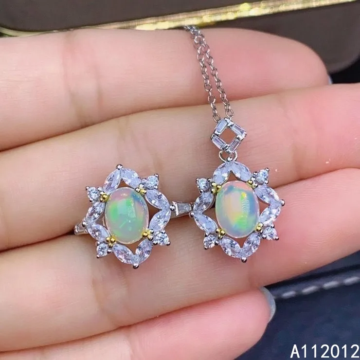 

KJJEAXCMY Fine Jewelry 925 Sterling Silver Inlaid Natural Opal New Luxury Gemstone Girl Suit Gift Birthday Party Wedding Engagem